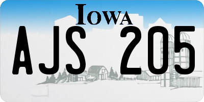 IA license plate AJS205