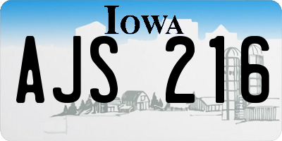 IA license plate AJS216