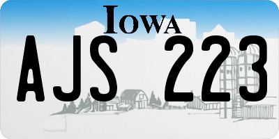 IA license plate AJS223