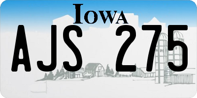 IA license plate AJS275