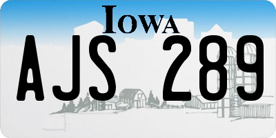 IA license plate AJS289