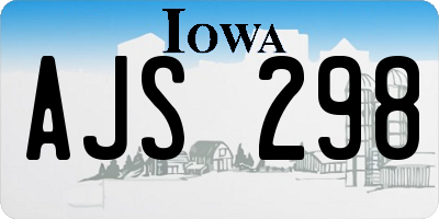 IA license plate AJS298