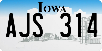 IA license plate AJS314