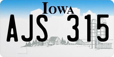 IA license plate AJS315