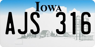 IA license plate AJS316