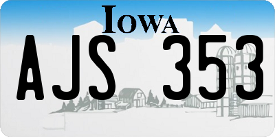 IA license plate AJS353