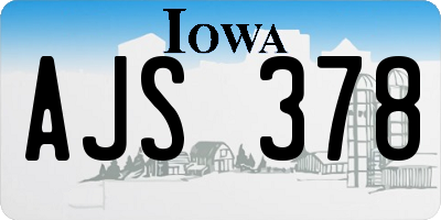 IA license plate AJS378