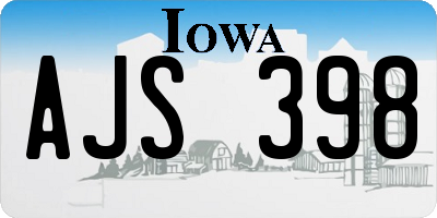 IA license plate AJS398