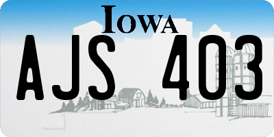 IA license plate AJS403