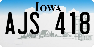 IA license plate AJS418