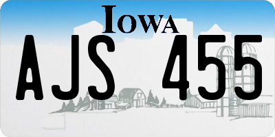 IA license plate AJS455