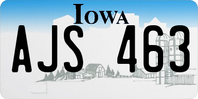 IA license plate AJS463