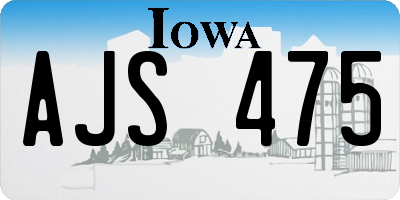 IA license plate AJS475