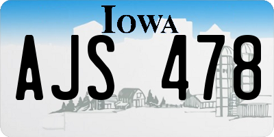 IA license plate AJS478