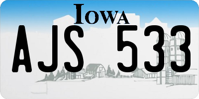 IA license plate AJS533