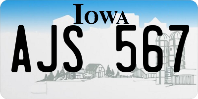 IA license plate AJS567