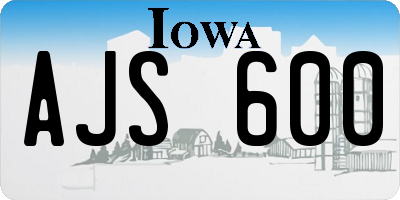 IA license plate AJS600