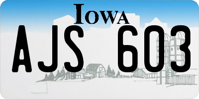IA license plate AJS603