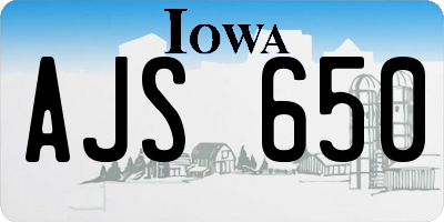 IA license plate AJS650