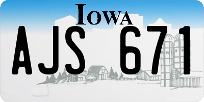 IA license plate AJS671