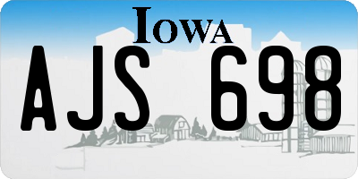 IA license plate AJS698