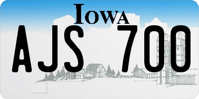 IA license plate AJS700