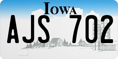 IA license plate AJS702