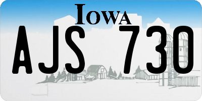 IA license plate AJS730