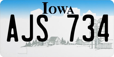 IA license plate AJS734