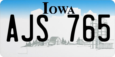 IA license plate AJS765