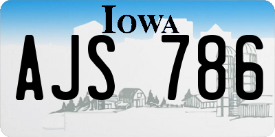 IA license plate AJS786