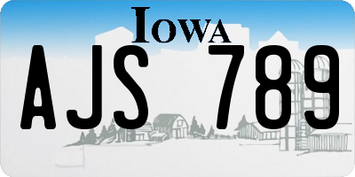 IA license plate AJS789