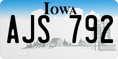 IA license plate AJS792