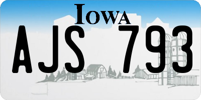 IA license plate AJS793