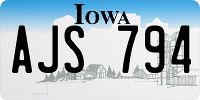 IA license plate AJS794