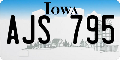 IA license plate AJS795