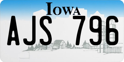 IA license plate AJS796