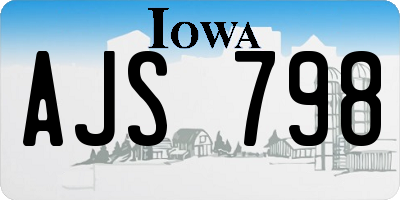 IA license plate AJS798