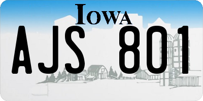 IA license plate AJS801