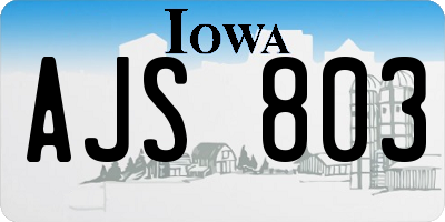 IA license plate AJS803
