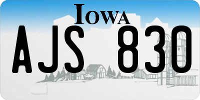 IA license plate AJS830