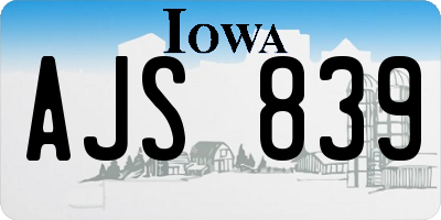 IA license plate AJS839