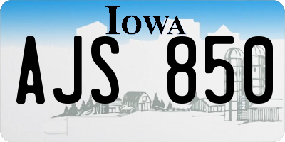 IA license plate AJS850