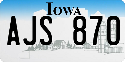 IA license plate AJS870