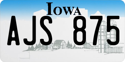 IA license plate AJS875