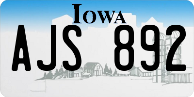 IA license plate AJS892