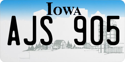 IA license plate AJS905