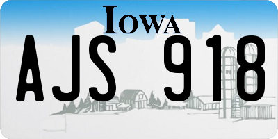 IA license plate AJS918