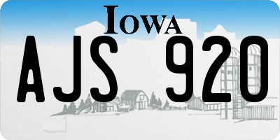 IA license plate AJS920