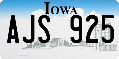 IA license plate AJS925